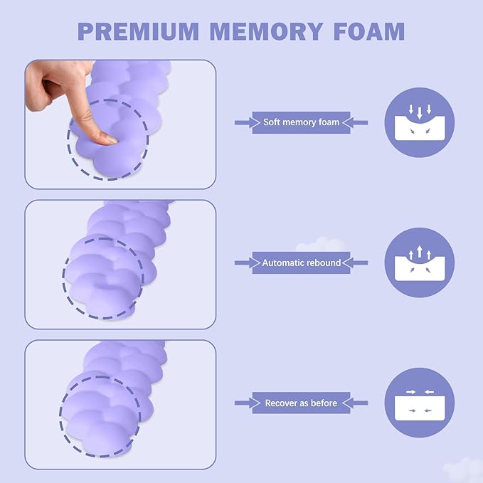Cloud Keyboard Wrist Rest and Mouse Pad with Wrist Support Set Ergonomic PU Leather Mousepad Pain Relief Memory Foam Non-Slip for ComputerLaptopLavender Purple