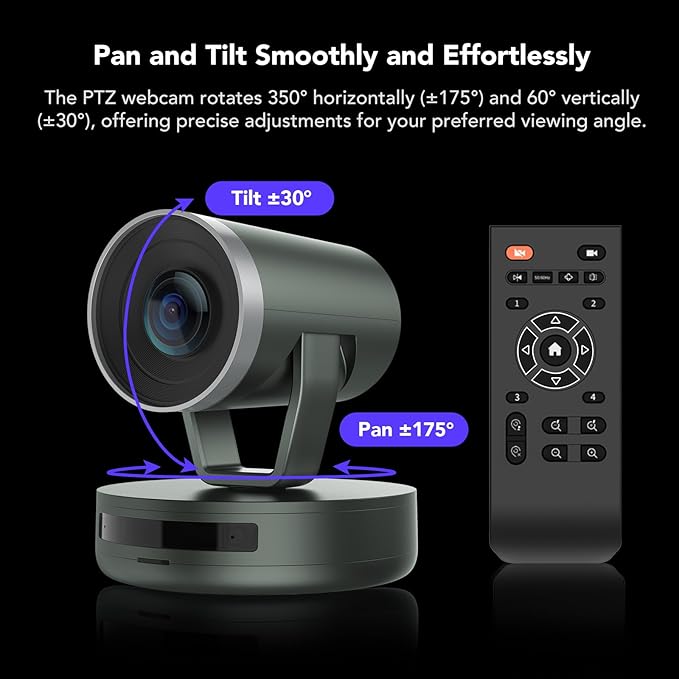 NEARITY V410 NDI PTZ Camera 2K 10x Hybrid Zoom Video Conference Webcam AI-Powered Noise Cancellation 4 Preset Positions 350° Pan&amp60° Tilt 120° FOV Remote Control for Zoom/Teams/Google Meet