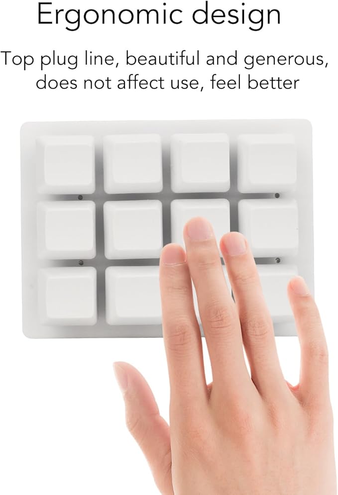 12 Key Mechanical Gaming Keyboard Ergonomic One Handed Keypad USB C Wired Professional Gaming Keypad with Hot Swappable Red Switch Mini Macro LED Keypad for OS X White