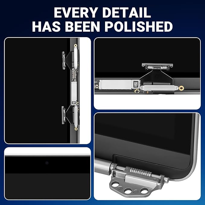 Screen Replacement for MacBook Pro 13.3 A2338 M1 M2 Retina EMC 3578 EMC 8162 MYD83 MYD92 MYDA2 MYDC2 MNEQ3 MNEP3 2560x1600 Full LCD Retina Display Assembly with Fix Kit（Grey）