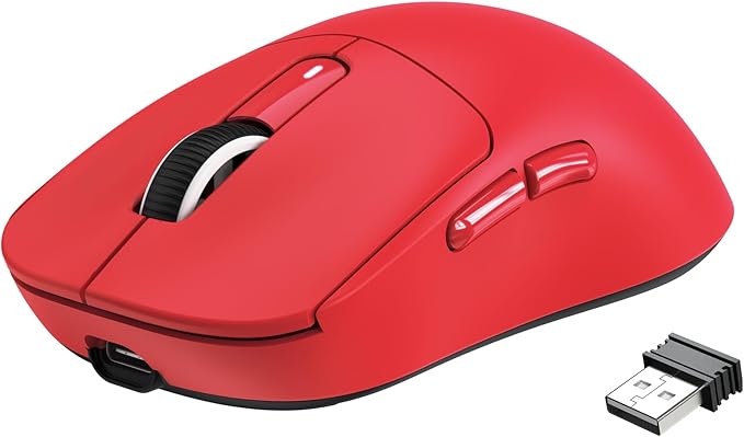 ATTACK SHARK X3 Wireless Gaming Mouse 49g Ergonomic Computer Mouse Triple Modes PAW3395 26K DPI Optical Sensor 200h Battery Life Programmable Buttons Gaming Accessories for PC/Laptop/Mac (Red)