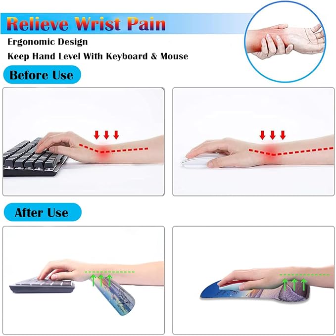 Keyboard Wrist Rest Pad + Mouse Pad Wrist Rest Support + Coaster Combo Set Ergonomic Gaming Mouse Pad for Wrist Pain Relief for Computer Laptop Home Office Beach Quoting Bible Verse Philippians 4-13