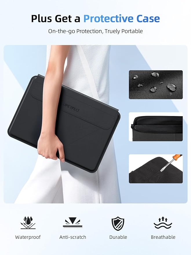 UPERFECT 15.6 Touchscreen Portable Monitor | 1080P IPS Matte Screen Ultra-Thin Travel Monitor with Adjustable Stand | HDMI USB-C External Display for Laptop Phone Mini Host Game Console
