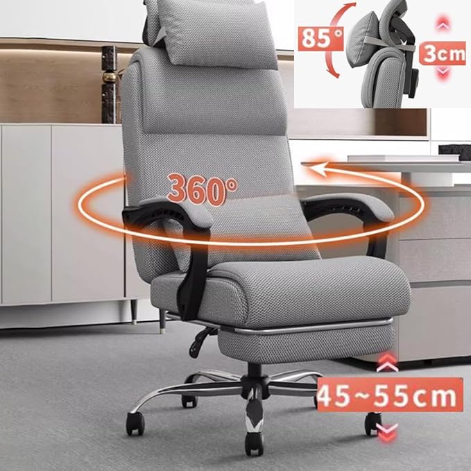 GIZNXBA Computer Chair with Foot Rest Home Office Chair Ergonomic Task Chairs with Arms High Back Mesh Gaming Chair for Adults with Lumbar Support Adjustable Headrest (Color : /Black)