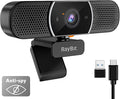 3 in 1 Webcam - 2K HD USB C Webcam with Microphone and Speaker Stereo Sound &amp Noise-Cancelling Mics Privacy Cover Light Correction Autofocus Conference Web Camera for Computer/Laptop/PC/Monito