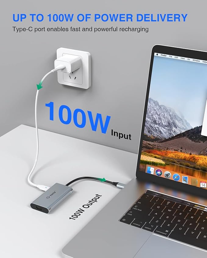 Docking Station USB C Hub TOTU 4 in 1 USB C to Dual HDMI Adapter with 4K HDMI Ports 100W Power Delivery Port USB 3.0 5Gbps Data Port for MacBook Air MacBook Pro Dell Chromebook and More
