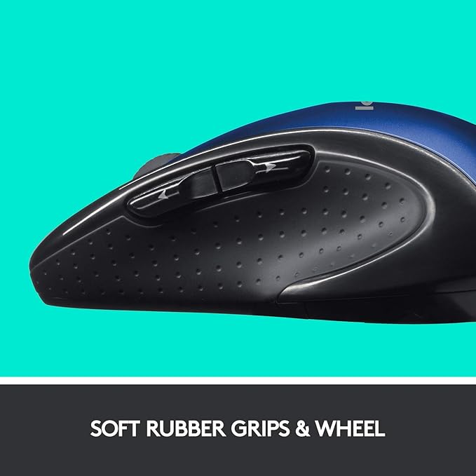 Logitech M510 Wireless Computer Mouse – Comfortable Shape with USB Unifying Receiver with Back/Forward Buttons and Side-to-Side Scrolling Blue