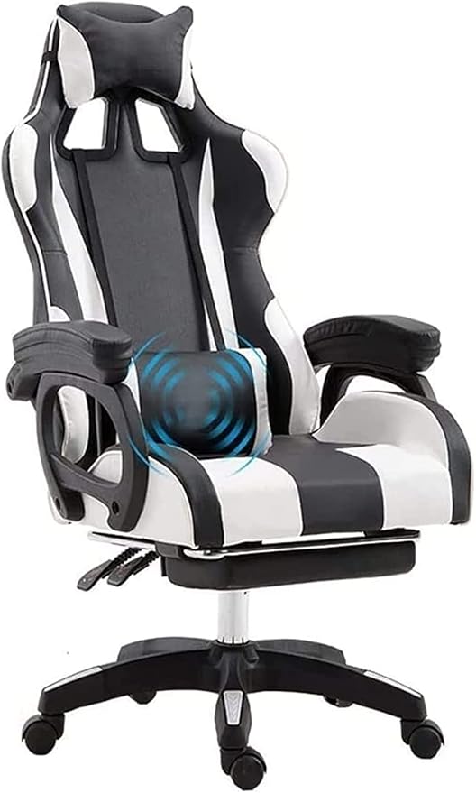 Office Office Chair E-Sports Chair Ergonomic Table and Chair High Back Racing Chair Game Office Chair Footstool Computer Chair Chair (Color:White)
