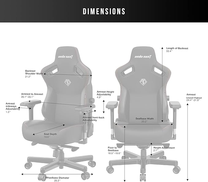 Anda Seat Kaiser 3 Large Gaming Chair for Adults - Ergonomic Maroon PVC Leather Gaming Seat with Lumbar Support Comfortable Office Chair with Neck Support - Heavy Duty Wide Computer Seat