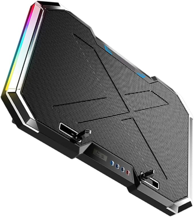 Uonlytech RGB Laptop Cooling Pad Touch Control Adjustable Height Colorful Lighting for Gaming and Work Quiet Fan Compatible Laptop Sizes