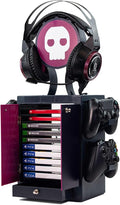 Numskull Official Gaming Accessory Locker &amp Storage Stand – Holds 10 Games/DVDs 4 Controllers Headset and Accessories – Durable &amp Compact Organizer – Official Merchandise