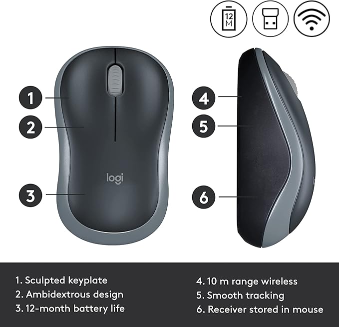 Logitech M185 Wireless Mouse Pack of 8 – Multi-Pack for Schools Businesses and Home Offices