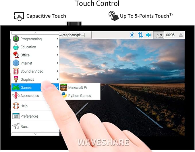 waveshare Compatible with Raspberry Pi Touchscreen 5inch DSI LCD Touch Screen 800×480 Resolution TFT LCD Display Monitor for Raspberry Pi Model 4B/3B+/3A+/3B/2B/B+/A+CM3/3+