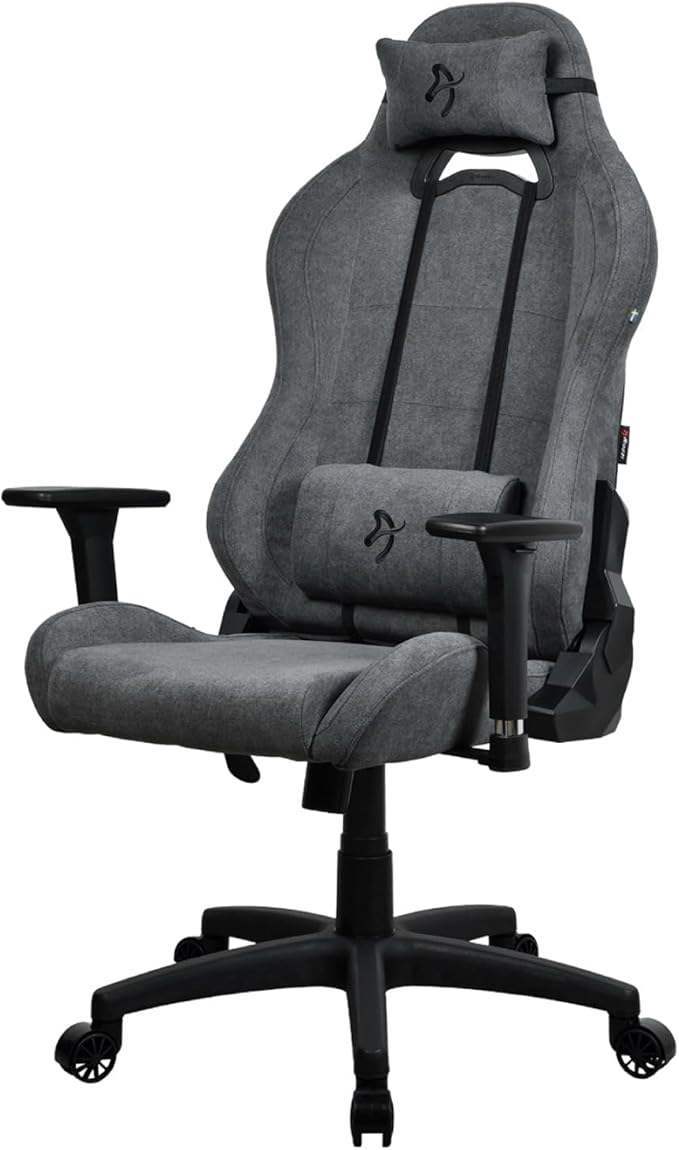 Arozzi Torretta Gaming Chair - Soft Fabric Ergonomic Gaming Chairs for Adults Adjustable Backrest with Neck &amp Lumbar Pillows - Swedish Design Home Office Setup Professional Computer Chairs Ash