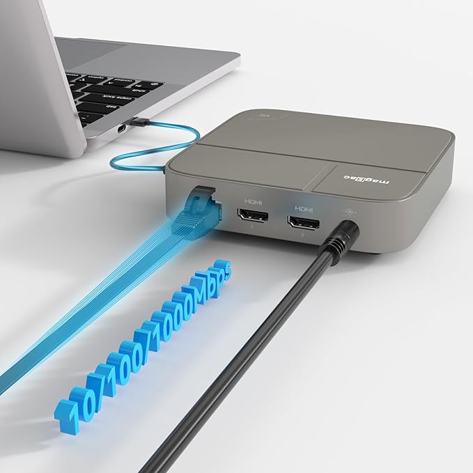 USB C Docking Station Dual Monitor 4K@60Hz or Single 8K@30Hz with 2 HDMI for Windows Laptops11-in-1 Laptop Docking Station with 5 USB A/C SD Gigabit Ethernet Audio 130W AC Power Supply