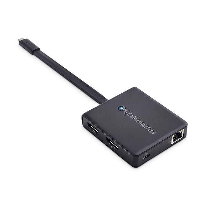 Cable Matters Dual 4K 60Hz Monitor USB C Hub with DisplayPort 1.4 and 100W Charging - macOS is Not Supported - Thunderbolt 3 Thunderbolt 4 USB4 Compatible for Surface Pro XPS Windows Only