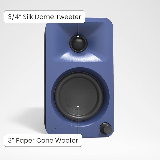 Kanto ORAMU 100W Powered Reference Desktop Computer Speakers with Bluetooth 5.0 and USB-C Input | Bi-Amplified | 100 Hz Automatic Crossover | Reference Quality Sound | Pair | Indigo