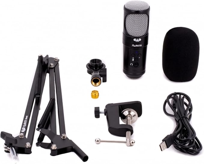 CAD PM1300 PodMaster™ SuperD usb Professional Broadcast / Podcasting Microphone with SuperD VOG Dynamic Capsule supplied with Broadcast Boom Mic Stand Black