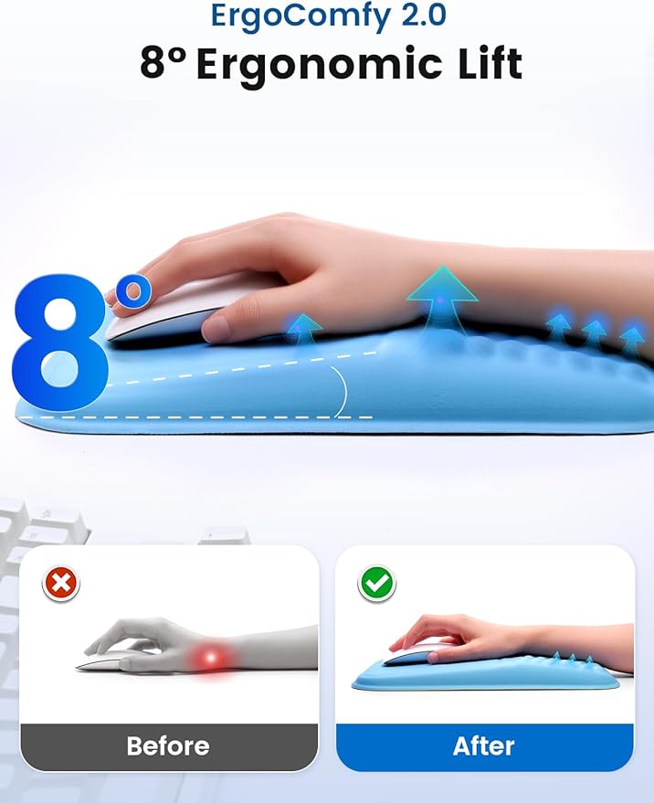 Vaydeer Ergonomic Mouse Pad with Wrist Rest – Memory Foam Mouse Pad with Wrist Support &amp Massage Bulge Non-Slip PU Base Relieves Carpal Tunnel Pain – Ideal Mouse Wrist Rest for Office &amp Home