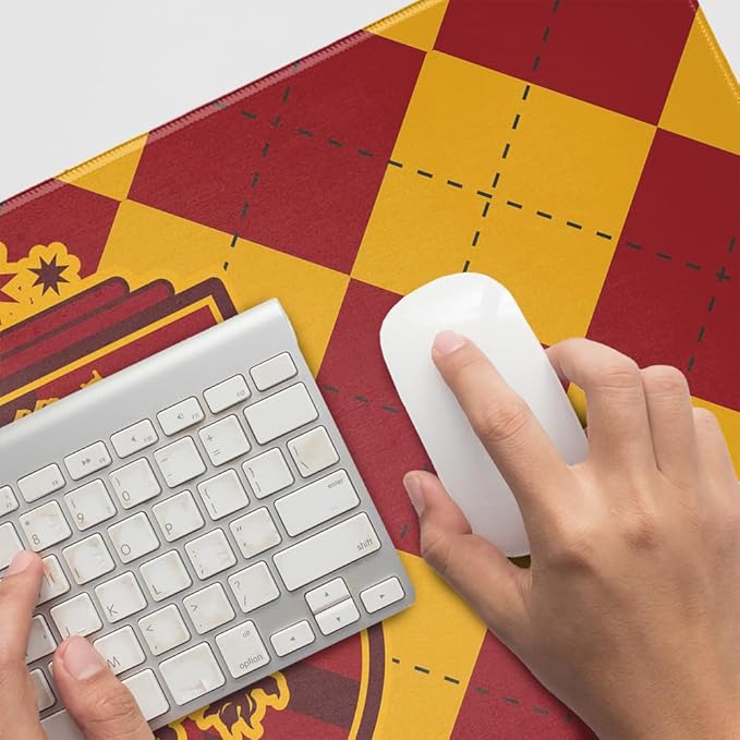 Harry Potter Gryffindor Plaid Sigil Large Gaming Mouse Pad Desk Mat with Stitched Edges Non-Slip Base for Gamer Home and Office 31.5 x 15.7