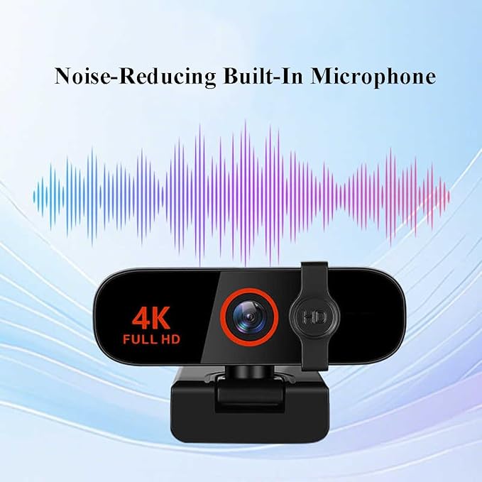 GIZNXBA 4K Webcam for Streaming High-Precision Autofocus Noise-Cancelling Mics USB Webcam with Built-in Privacy Cover Streaming Camera for Live Commerce/Gaming/Beauty