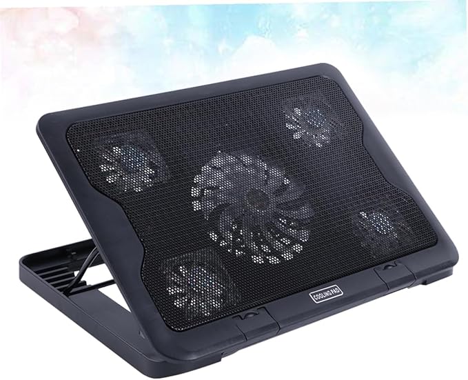 Operitacx USB Laptop Cooling Fans Cooler Stand with Anti-Skid Base Multi-Angle Adjustable Laptop Cooler for Gaming and Office Use Black