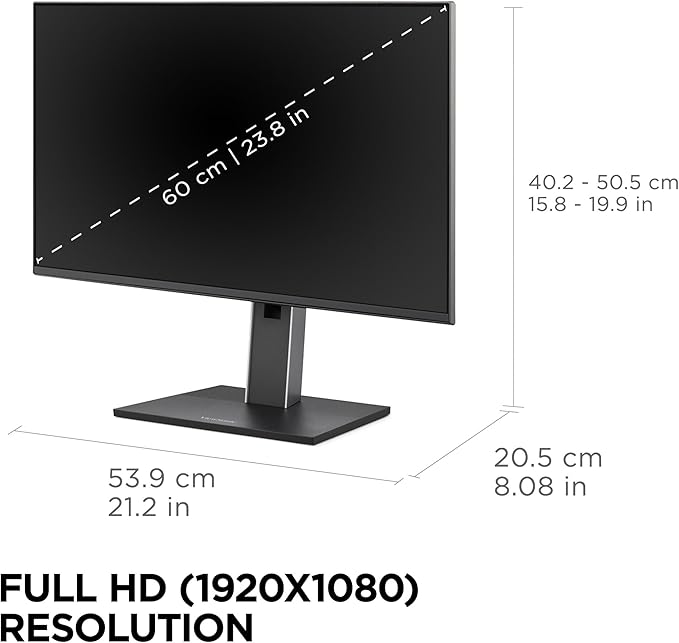 ViewSonic VG2452 24 Inch IPS 1080p Ergonomic Monitor with Tilt Swivel Pivot Height Adjust 100Hz 5-Port USB Hub HDMI DisplayPort and 65W USB C Inputs