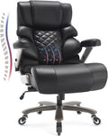 700lbs Big and Tall Office Chair - Adjustable Lumbar Support Heavy Duty Metal Base Quiet Rubber Wheels High Back Large Executive Computer Desk Swivel Chair Ergonomic Design for Back Pain Black