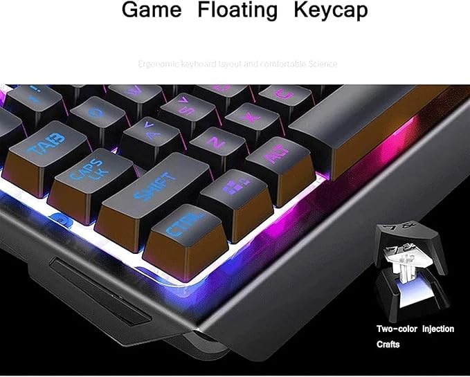Gaming Keyboard and Mouse Combo Mechanical Gaming Keyboard RGB LED Rainbow Backlit Wired Keyboard for Laptop Gaming PC 104 Keys Black