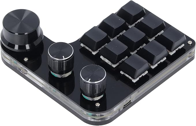 Kadimendium USB Mini Macro Mechanical Gaming Keyboard Programmable 9 Keys 3 Knobs Red Switch RGB LED Onboard Storage Wired Keypad Kadimendiumiex0s7v5hd