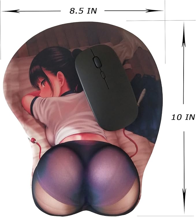 Funny Kawaii Ergonomic Mouse Pad Cute Sexy Anime Computer Mouse Pad with Wrist Rest Dark Grey