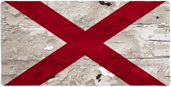 Rustic Distressed Alabama Flag Large Gaming Mouse Pad Desk Mat with Stitched Edges Non-Slip Base for Gamer Home and Office