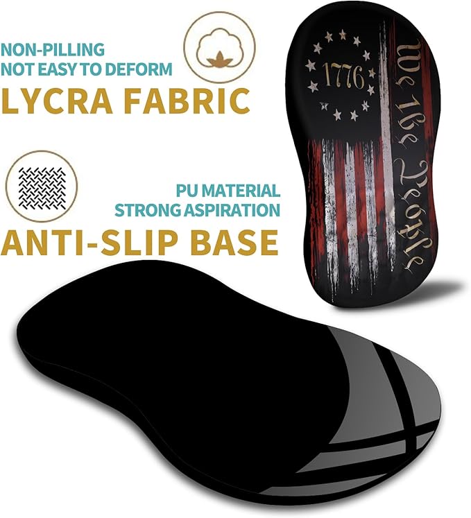 Hokafenle Ergonomic Mouse Pad Wrist Support with Massage Design Wrist Rest Pain Relief Mousepad with Memory Foam&ampNon-Slip PU Base Mouse Pads for Wireless Mouse &amp Desk (12x8 inchFlag)