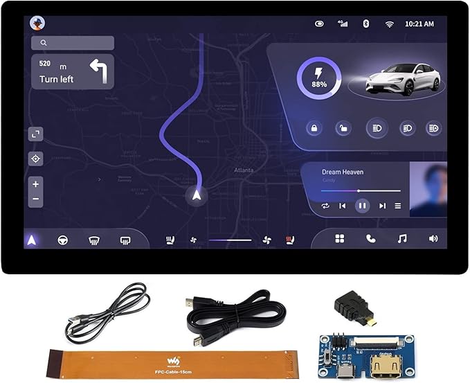 waveshare 1024 × 600 Resolution 7inch IPS Display Integrated Thin and Light Touch Screen for Raspberry PiJetson NanoWindows PCSupport Windows/Linux/Android System170° Wide Viewing Angle