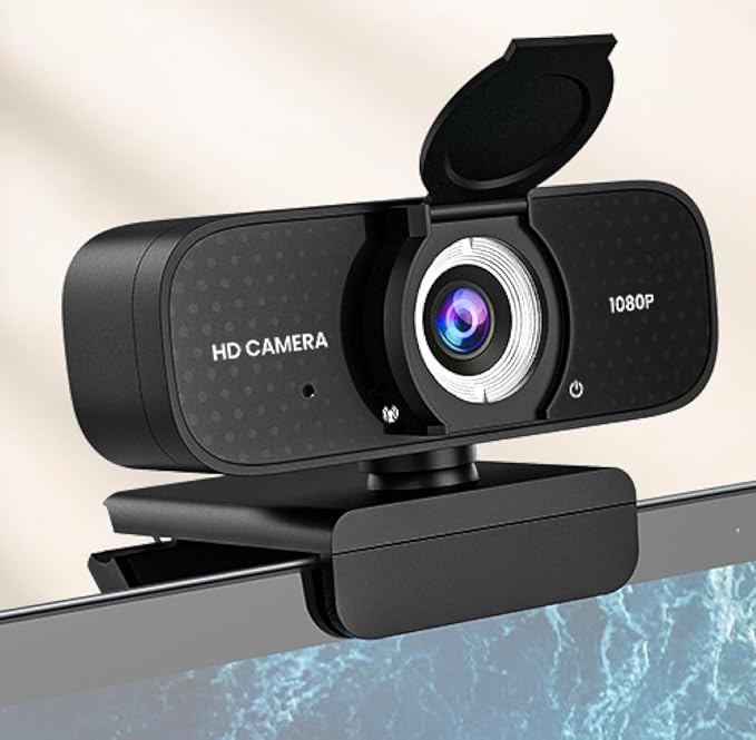Webcam with Microphone Noise Reduction Wide-Angle Lens Auto Light Adjustment Plug-and-Play USB Webcam for Laptops Desktops Pcs Macs Zoom Skype Streaming Etc