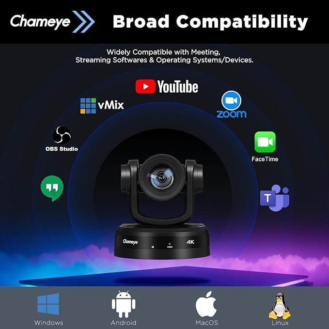 Chameye 4K PTZ Conference Camera AI Auto Tracking PTZ Camera 4K 20x Optical Zoom USB/HDMI/PoE for Church Video Conference &amp Meeting Room - Compatible with Vmix OBS Zoom CH420