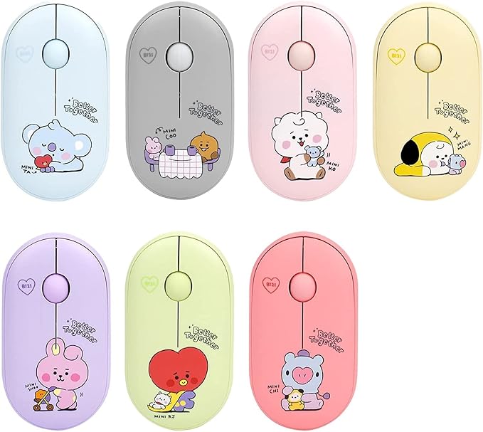 BTS Inspired Characters Multi Pairing Wireless Mouse Little Buddy Baby Better Together Edition All in Their Own Cute Style &amp Colors (SHOOKY)