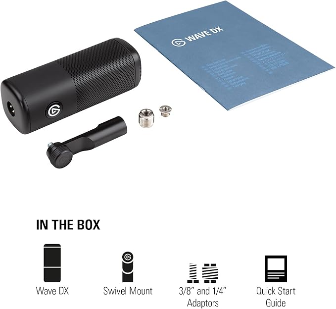 Elgato Wave DX - Dynamic XLR Microphone Cardioid pattern Noise Rejection speech optimised for Podcasting Streaming Broadcasting No Signal Booster Required works with any Interface for Mac PC