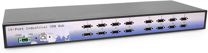Coolgear 16 Port USB 2.0 Rack-Mountable Hub w/Internal Power Supply ESD Surge Protection &amp Port Status LEDs