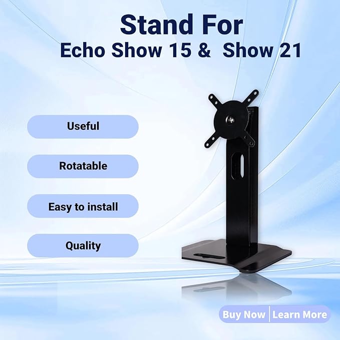 Swivel and Tilt Metal Stand for Echo Show 15 (Gen 1 Gen 2) and Show 21 Adjustable(-58°/+58°) with 360° Rotatable Wall Mounting Holder for Monitor Full Motion 13-27Black
