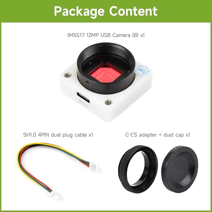 Waveshare IMX577 12MP USB Camera (B) 3840 × 3024 Resolution Plug and Play Supports C/CS Lenses