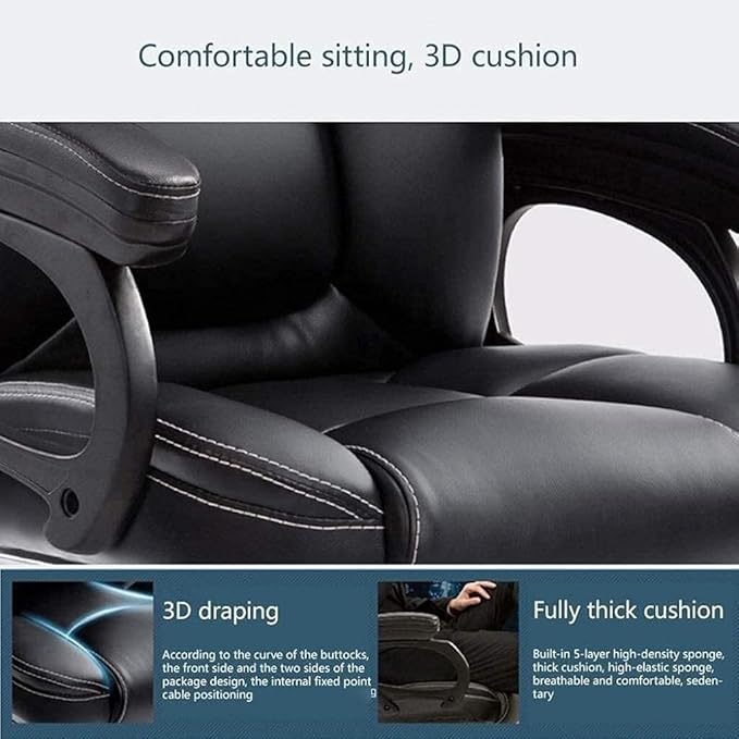 Ergonomic High-Back Office Chair with Footrest PU Leather Gaming Desk Chair Reclining 150° Adjustable Height 330lbs