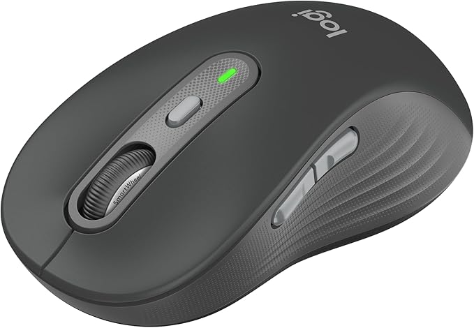 Logitech Signature Plus M750 L Wireless Mouse - for Large Hands SmartWheel Bluetooth Multi Device 24-Month Battery Silent Clicks Customizable Side Buttons Contoured Shape - Graphite (Renewed)