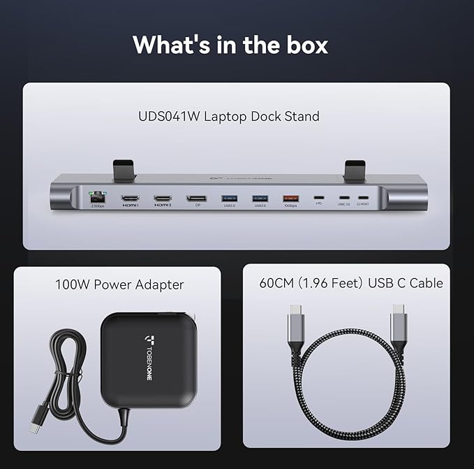 TobenONE 16-in-1 USB-C Docking Station 3 Monitors &amp Dual Monitor2 HDMI+DP+6 USB Ports for Office &amp Home UseCapable of 100W Power Supply &amp 2.5Gbps Ethernet Used with Dell/HP/Lenovo