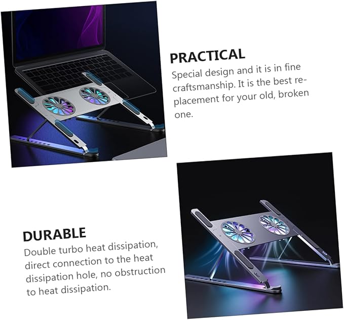 Aluminum Laptop Cooling Bracket Gear Height Adjustment Mute Fan Portable Detachable Laptop Lap Cooler