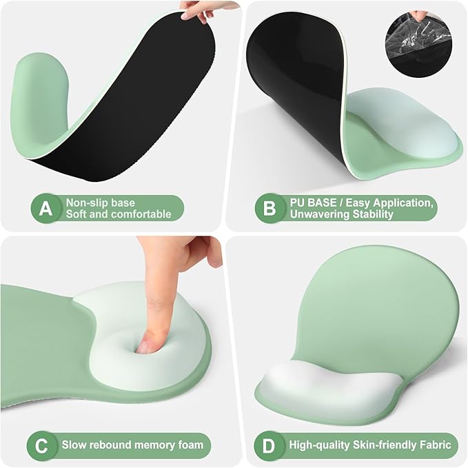 4-in-1 Large Gaming Mouse Pad Keyboard Wrist Rest Pad &amp Wrist Support Mousepad Set Extended Desk Pad Waterproof Desk Mat Protector for Home Office Decor Study Game 35.4×15.7 Inches I Sage Green