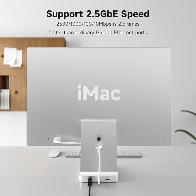 Minisopuru DS802PRO iMac Accessories with 4K@60Hz HDMI USB C Charging 2.5GbE 4TB M.2 SSD Enclosure USB C Hub for iMac 24 inch M1/M3/M4 iMac Hub with 4 USB SD/TF Audio | Silver