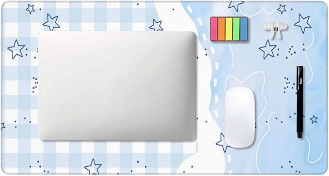 White Checkered Desk Cover MatExtended Large Mouse PadComputer Laptop Mat Desk Decor for Office Game Home 30x16 Inch