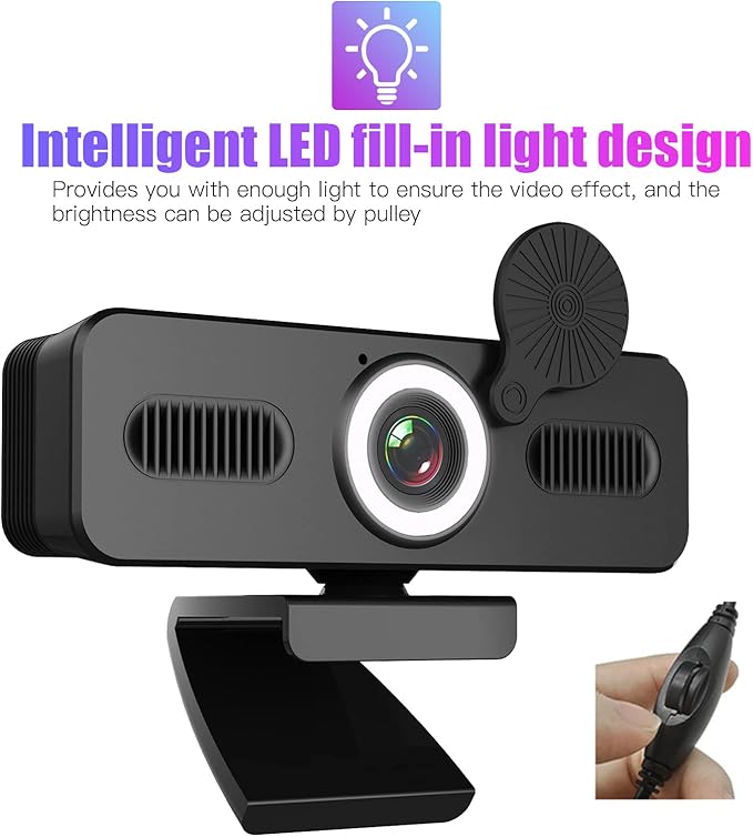 1080P HD Webcam Computer Webcam with Microphone USB PC Web Camera 120-degree Wide Angle with Fill-in Free Drive for Recording Calling Conferencing Gaming Compatible with Windows Vista iOS