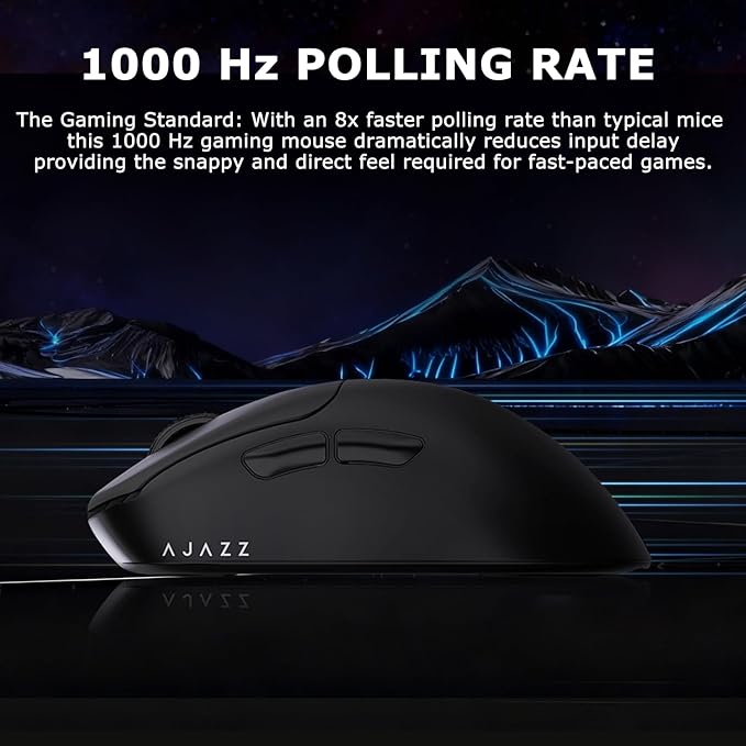 AJ179 V2 Wireless Gaming Mouse Tri-Mode 2.4G/Bluetooth/Wired 800mAh Battery 58g Ultra-Light PAW3311 12000 DPI Right-Handed Programmable 6 Buttons - Perfect for Gaming Work &amp Travel (Black)